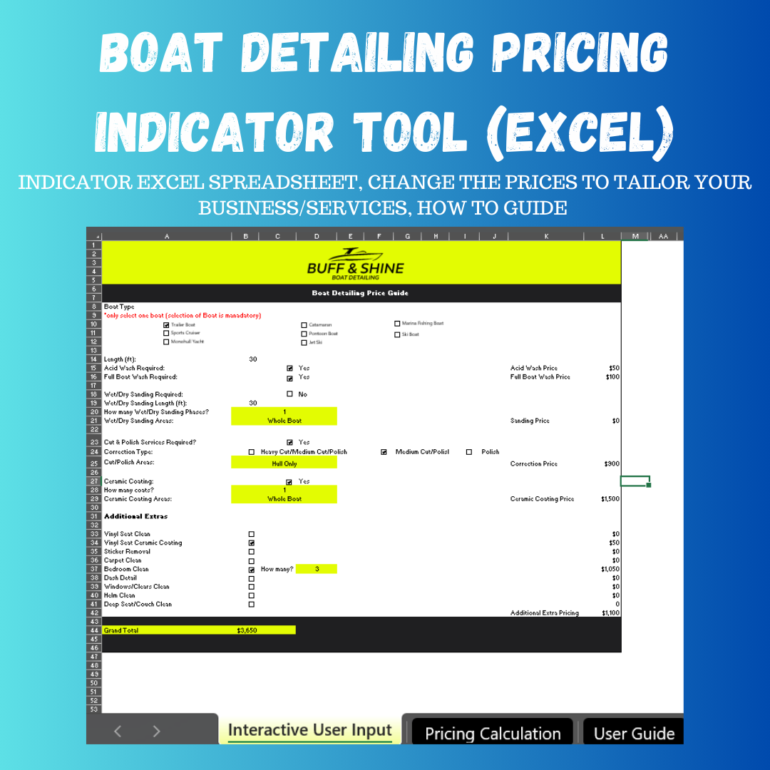 Boat Detailing Price Indicator Tool (Excel)