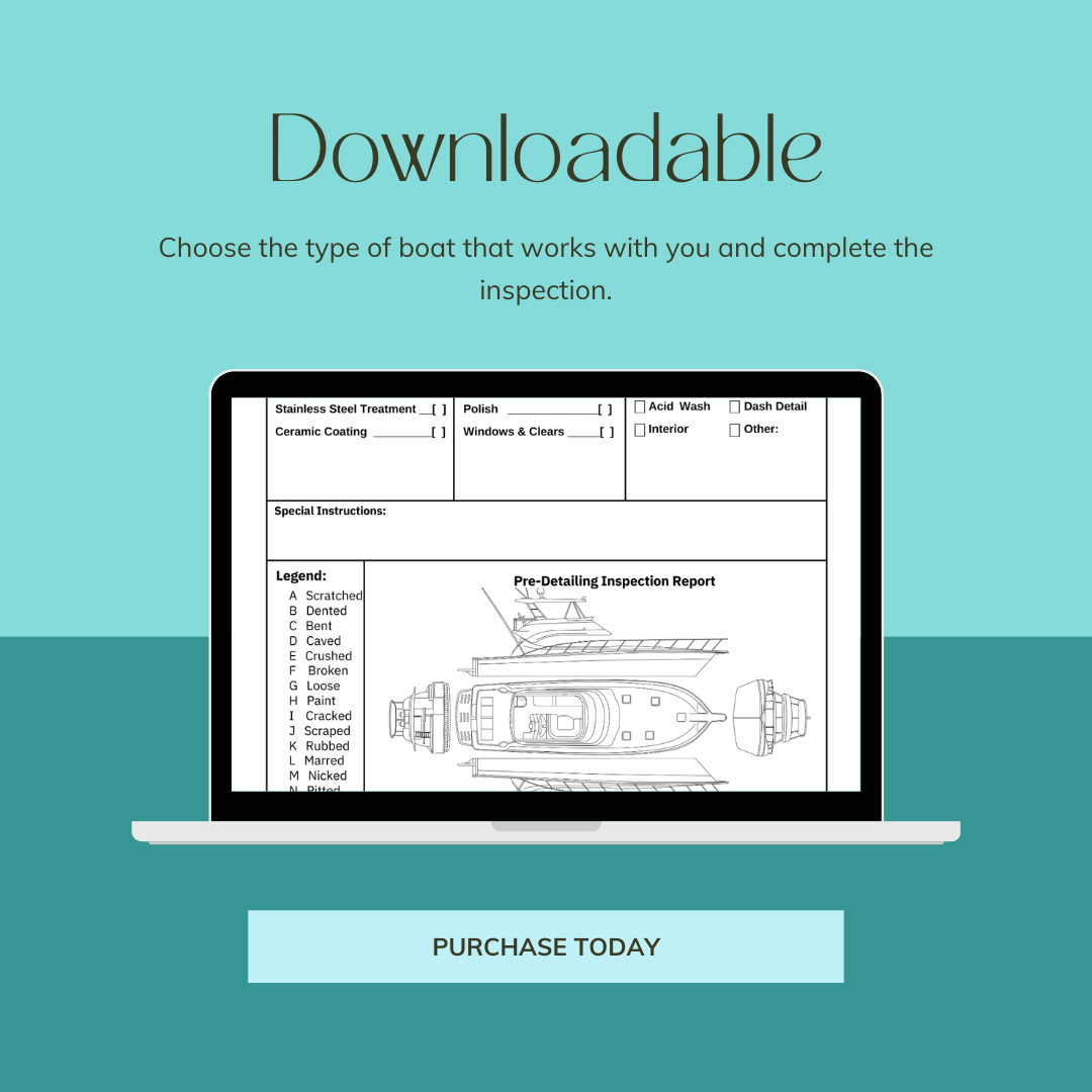 Boat Inspection Checklist Package - Detailing, Boat Works, Repairs, Insurance